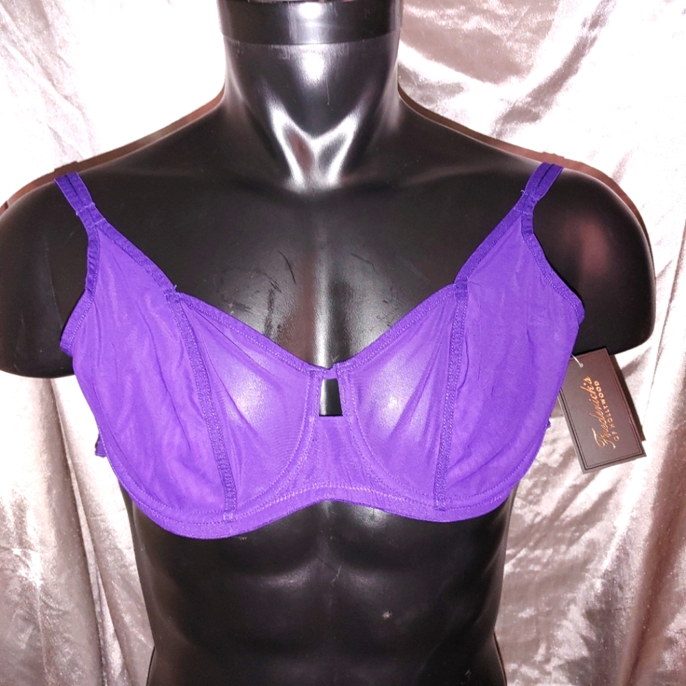 Frederick's Of Hollywood New Purple Jess Jolie mesh balconet Bra.size 32 F.W/Tag
